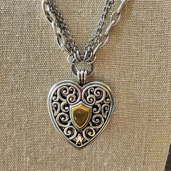 Brighton mixed metals‎ large heart pendant necklace - Picture 1 of 6